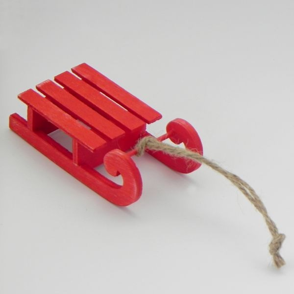 Sáně závěs dřevo 16,5cm červená